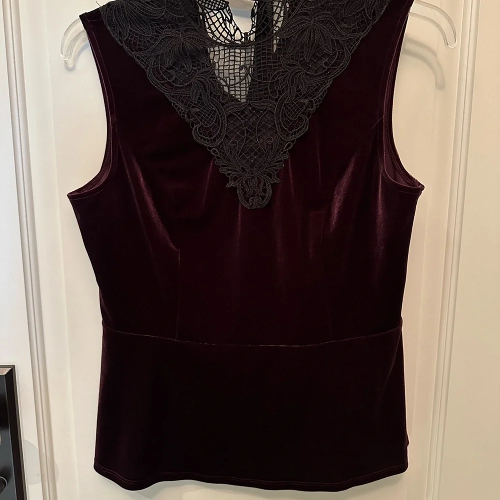 LeChateau Velour sleeveless Peplum top US L๐ธ - Picture 3 of 8